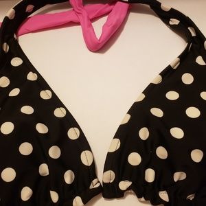 Black and White Polka-dot Bikini Top
